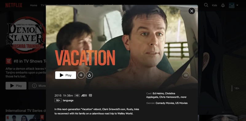vacation netflix streaming