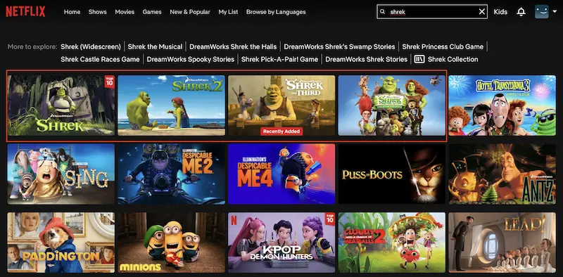 shrek on netflix uk